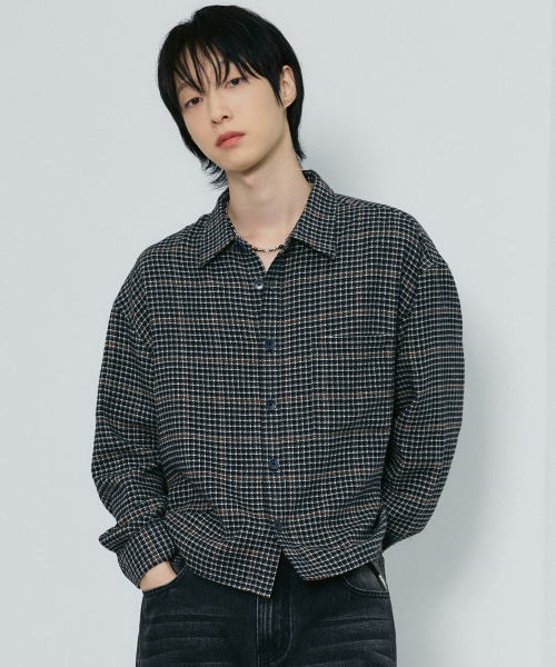 LXT（エルエックスティー）の「コットンハウンドチェッククロップシャツ[ブラック]（シャツ/ブラウス・メンズ・その他・1/2/3）」の4枚目の写真