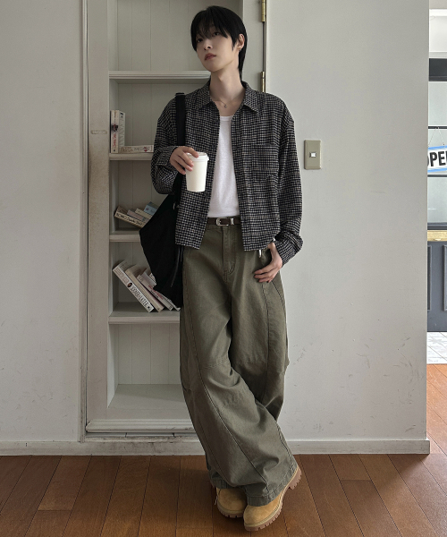 LXT（エルエックスティー）の「コットンハウンドチェッククロップシャツ[ブラック]（シャツ/ブラウス・メンズ・その他・1/2/3）」の6枚目の写真