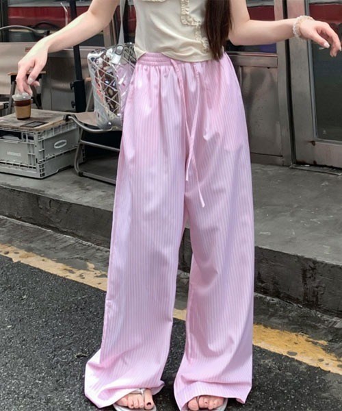 VIBGYOR Women(ヴィブジョー ウィメン)の「【Mayree】ストライプ柄 ドローコード イージー パンツ(その他パンツ・レディース・ブルー/ピンク/イエロー・LARGE/MEDIUM/SMALL)」の10枚目の写真