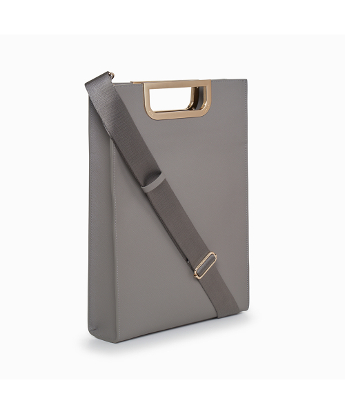 Metal Grip Slim Briefcase (Gray/Gold)