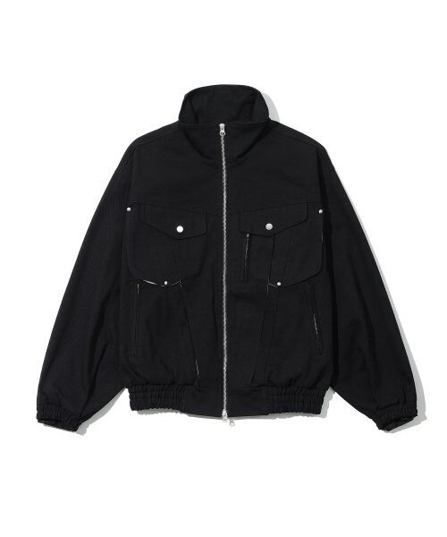 HEAVY COTTON HIDDEN DETAIL 2-WAY JACKET BLACK