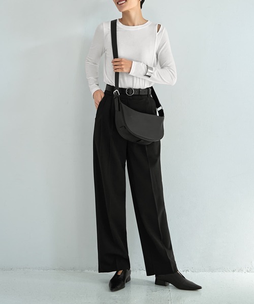 STYLE DELI（スタイルデリ）の「【DELI by】本革しなやかレザーワンショルダーバッグ（ショルダーバッグ・レディース・ブラウン/ブラック・FREE）」の5枚目の写真