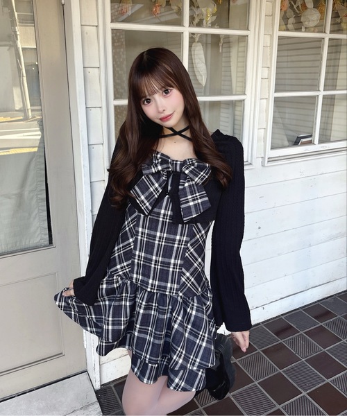 one way（ワンウェイ）の「リボンアンサンブルワンピース（ワンピース・レディース・ブラウン系その他/ブラック系その他/グレー/ベージュ系その他/ホワイト系その他/ライトブラウン・FREE）」の3枚目の写真