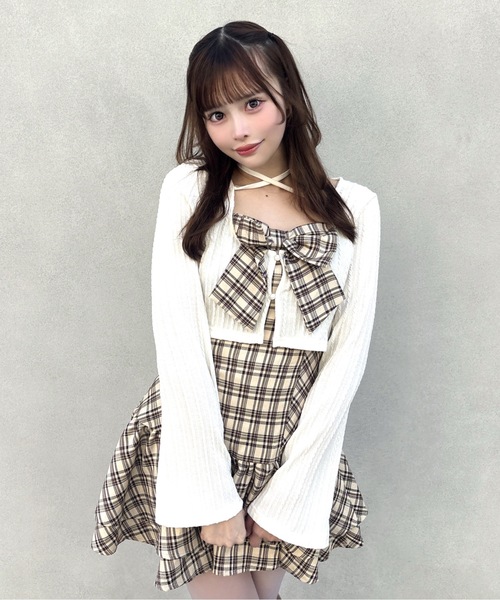 one way（ワンウェイ）の「リボンアンサンブルワンピース（ワンピース・レディース・ブラウン系その他/ブラック系その他/グレー/ベージュ系その他/ホワイト系その他/ライトブラウン・FREE）」の6枚目の写真