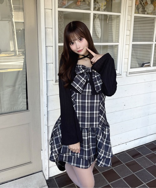 one way（ワンウェイ）の「リボンアンサンブルワンピース（ワンピース・レディース・ブラウン系その他/ブラック系その他/グレー/ベージュ系その他/ホワイト系その他/ライトブラウン・FREE）」の9枚目の写真