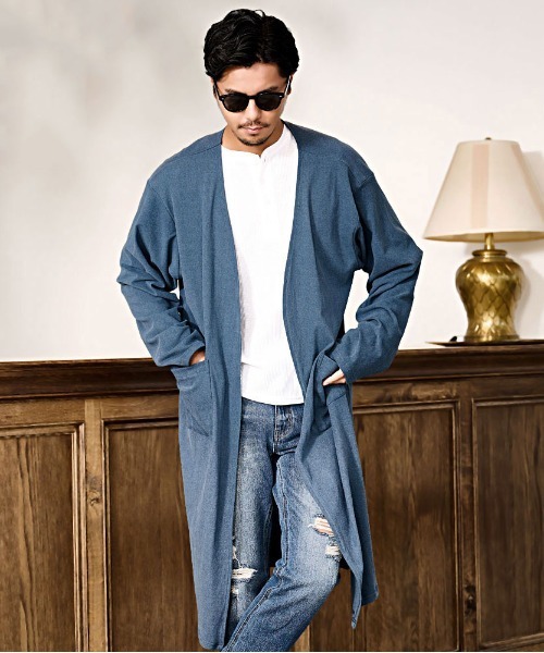 CavariA(キャバリア)の「『CavariA/キャバリア』ウールライクロングカーディガン(カーディガン/ボレロ・メンズ・ブラック/ブラウン/ブルー・M/L)」の3枚目の写真