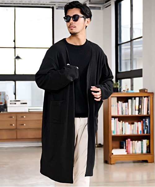 CavariA(キャバリア)の「『CavariA/キャバリア』ウールライクロングカーディガン(カーディガン/ボレロ・メンズ・ブラック/ブラウン/ブルー・M/L)」の1枚目の写真