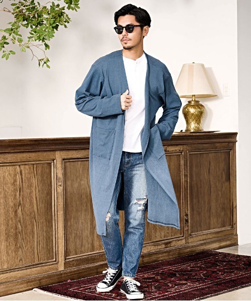 CavariA(キャバリア)の「『CavariA/キャバリア』ウールライクロングカーディガン(カーディガン/ボレロ・メンズ・ブラック/ブラウン/ブルー・M/L)」の12枚目の写真