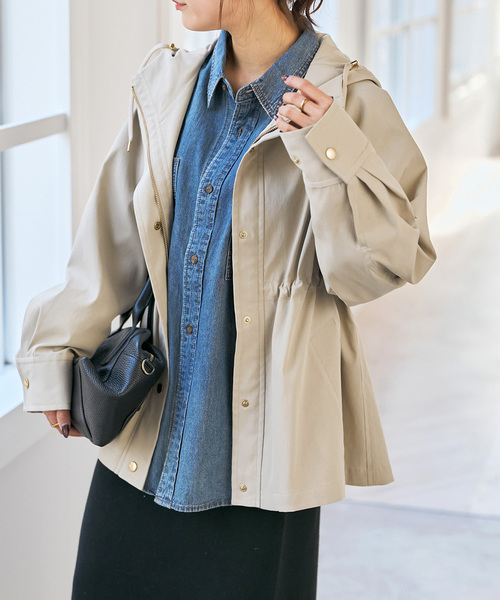 Spick & Span（スピックアンドスパン）の「撥水ツイルフーディーブルゾン（その他アウター・レディース・ブラック/ベージュ系その他/ホワイト系その他・38/36/34）」の3枚目の写真