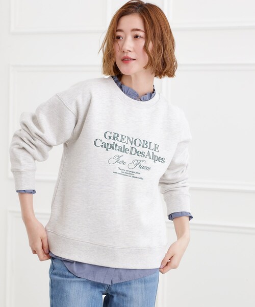 grove（グローブ）の「プレッピーロゴ裏起毛スウェット（スウェット・レディース・グレー/オフホワイト/ネイビー・01/02/03/04/05）」の5枚目の写真