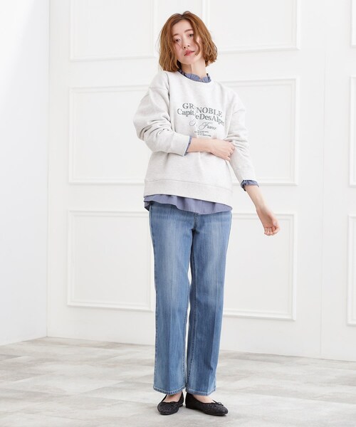 grove（グローブ）の「プレッピーロゴ裏起毛スウェット（スウェット・レディース・グレー/オフホワイト/ネイビー・01/02/03/04/05）」の6枚目の写真