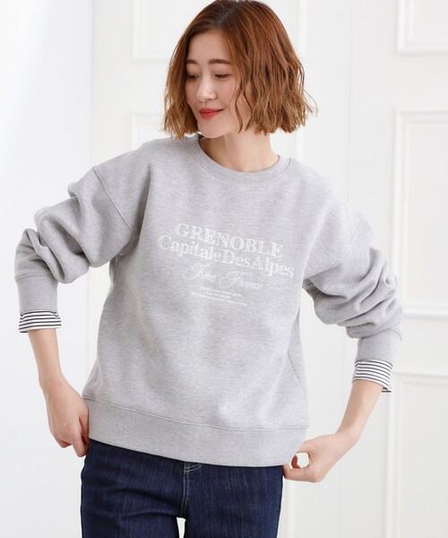 grove（グローブ）の「プレッピーロゴ裏起毛スウェット（スウェット・レディース・グレー/オフホワイト/ネイビー・01/02/03/04/05）」の9枚目の写真