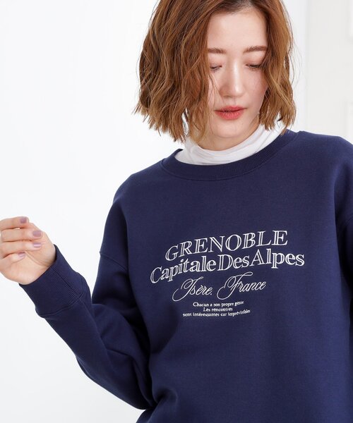 grove（グローブ）の「プレッピーロゴ裏起毛スウェット（スウェット・レディース・グレー/オフホワイト/ネイビー・01/02/03/04/05）」の12枚目の写真