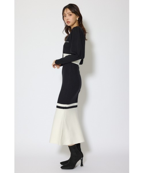 rienda(リエンダ)の「バイカラーカーデセットニットワンピース 冬服 春服(ワンピース・レディース・ブラウン/ライトブルー/ブラック・FREE)」の6枚目の写真