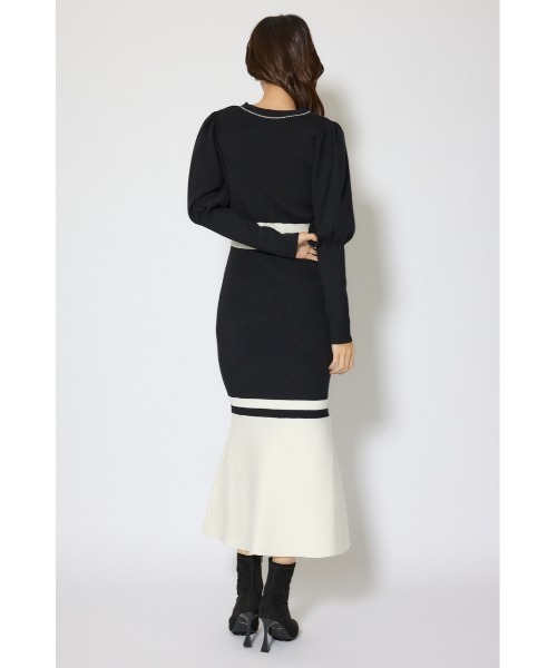 rienda(リエンダ)の「バイカラーカーデセットニットワンピース 冬服 春服(ワンピース・レディース・ブラウン/ライトブルー/ブラック・FREE)」の7枚目の写真