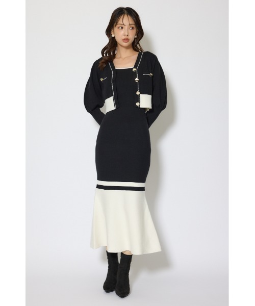 rienda(リエンダ)の「バイカラーカーデセットニットワンピース 冬服 春服(ワンピース・レディース・ブラウン/ライトブルー/ブラック・FREE)」の8枚目の写真