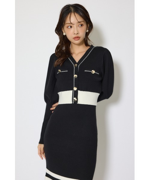 rienda(リエンダ)の「バイカラーカーデセットニットワンピース 冬服 春服(ワンピース・レディース・ブラウン/ライトブルー/ブラック・FREE)」の9枚目の写真