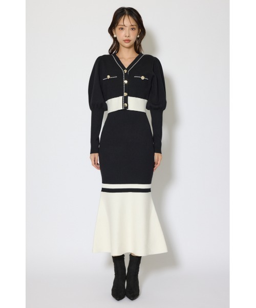 rienda(リエンダ)の「バイカラーカーデセットニットワンピース 冬服 春服(ワンピース・レディース・ブラウン/ライトブルー/ブラック・FREE)」の12枚目の写真