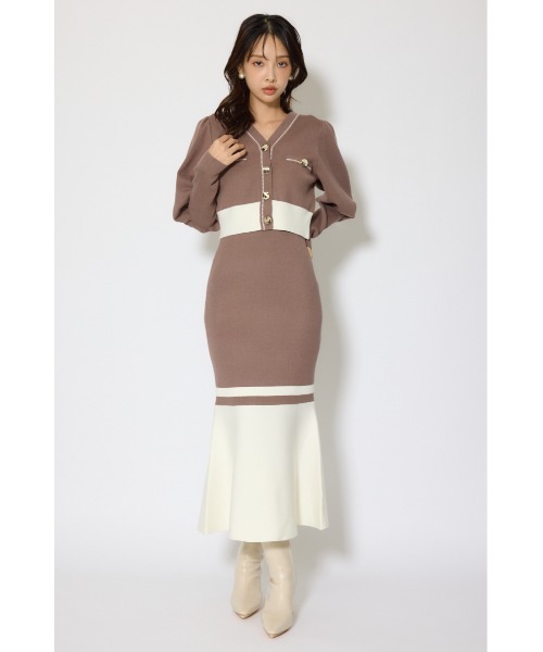 rienda(リエンダ)の「バイカラーカーデセットニットワンピース 冬服 春服(ワンピース・レディース・ブラウン/ライトブルー/ブラック・FREE)」の13枚目の写真