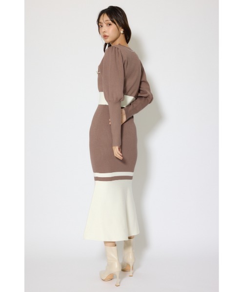 rienda(リエンダ)の「バイカラーカーデセットニットワンピース 冬服 春服(ワンピース・レディース・ブラウン/ライトブルー/ブラック・FREE)」の15枚目の写真