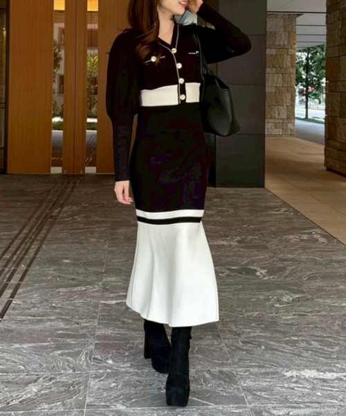 極美品 rienda バイカラー カーデ セット ニット ワンピース リエンダ バイカラーカーデセットニットワンピース | リエンダ(rienda) | マルイ