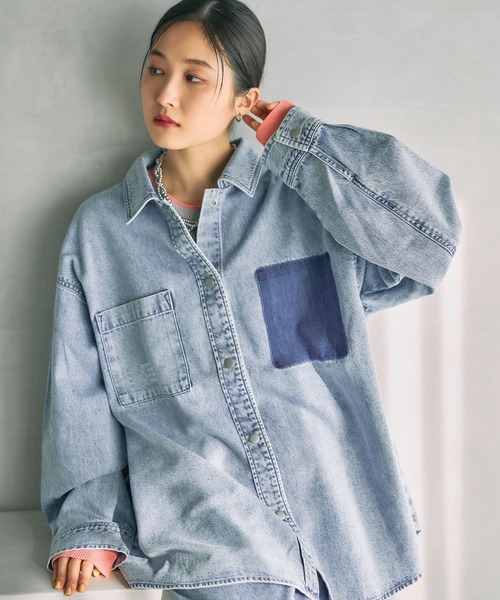 LEPSIM（レプシィム）の「刺繍BIGデニムシャツ 629846（シャツ