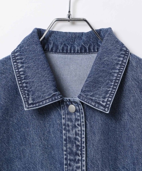 LEPSIM（レプシィム）の「刺繍BIGデニムシャツ　629846（シャツ/ブラウス・レディース・ライトベージュ/ブルー/ライトブルー/ダークカーキ/ピンク・FREE）」の7枚目の写真