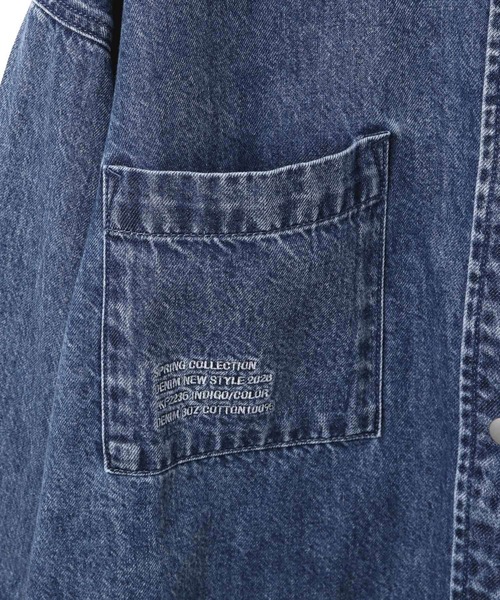 LEPSIM（レプシィム）の「刺繍BIGデニムシャツ　629846（シャツ/ブラウス・レディース・ライトベージュ/ブルー/ライトブルー/ダークカーキ/ピンク・FREE）」の11枚目の写真