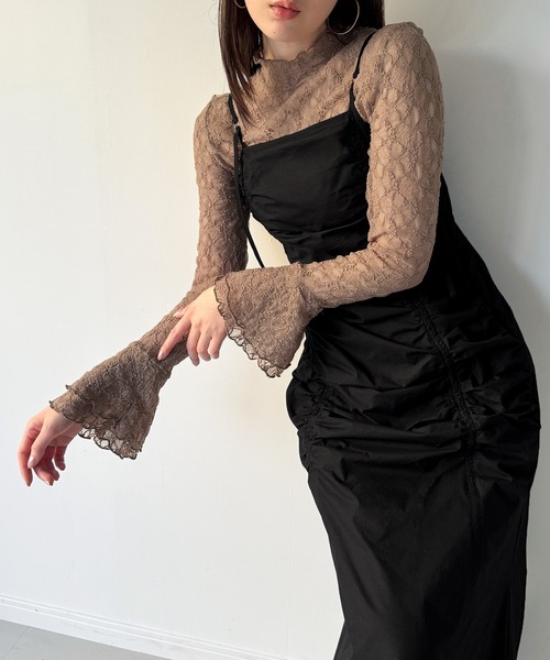junoah(ジュノア)の「(裏地無し)マーメイドワンピースレーストップスセット(ワンピース・レディース・ブラック/チャコール/ダークベージュ・LARGE/MEDIUM/SMALL)」の16枚目の写真