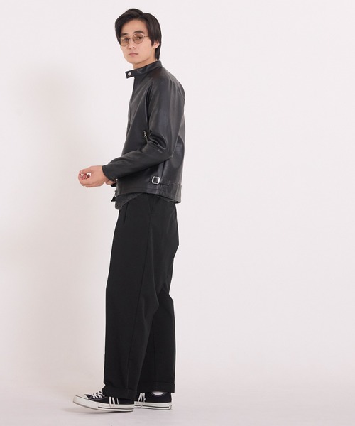 coca（coca）（コカ）の「ソフトツイルタックテーパードパンツ（その他パンツ・メンズ・ブラック/ライトグレー・L/M/XL）」の4枚目の写真