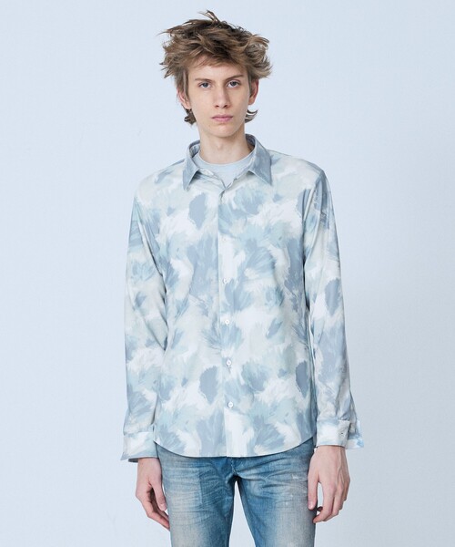 5351 POUR LES HOMMES(ゴーサンゴーイチプールオム)の「【フラワー柄】長袖 プリント シャツ(シャツ/ブラウス・メンズ・グリーン/ブラック・44/46/48/50)」の2枚目の写真