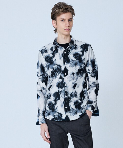 5351 POUR LES HOMMES(ゴーサンゴーイチプールオム)の「【フラワー柄】長袖 プリント シャツ(シャツ/ブラウス・メンズ・グリーン/ブラック・44/46/48/50)」の1枚目の写真