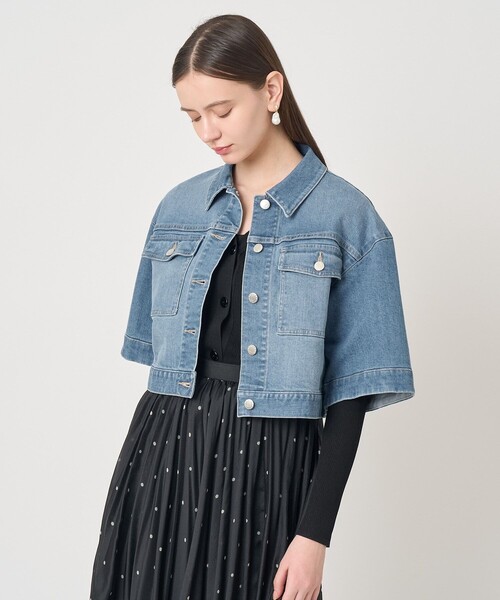 ANAYI(アナイ)の「ストレッチデニムハーフスリーブ ジャケット(デニムジャケット・レディース・ホワイト/ブルー・38/36/34)」の6枚目の写真