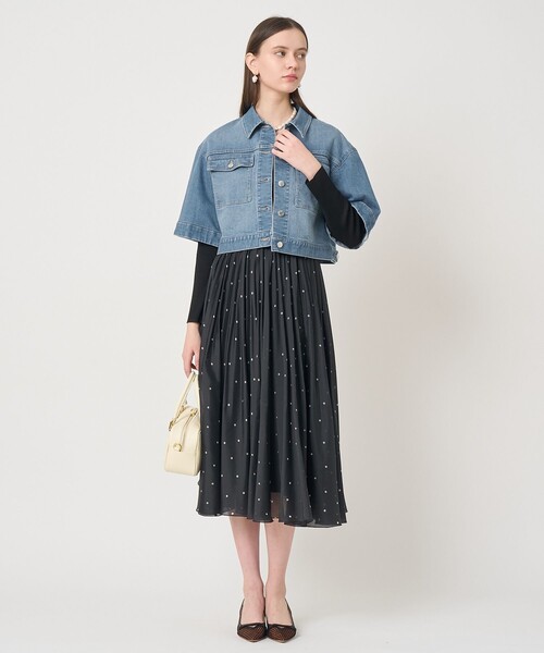 ANAYI(アナイ)の「ストレッチデニムハーフスリーブ ジャケット(デニムジャケット・レディース・ホワイト/ブルー・38/36/34)」の9枚目の写真