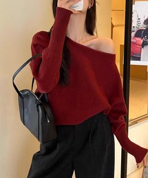 ゆるシルエットボートネックニット
