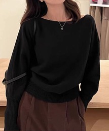 ゆるシルエットボートネックニット