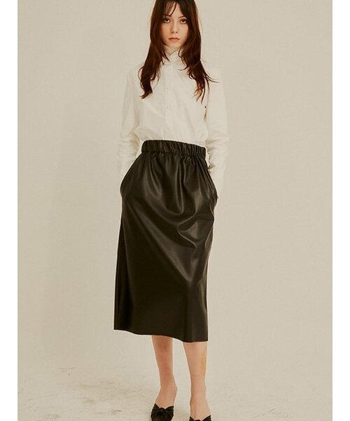 Sorry,Too Much Love(ソーリートゥーマッチラブ)の「Sporty Leather Midi Skirt_Black(スカート・レディース・その他・FREE)」の3枚目の写真