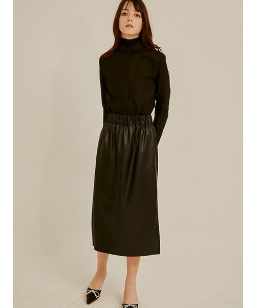 Sorry,Too Much Love(ソーリートゥーマッチラブ)の「Sporty Leather Midi Skirt_Black(スカート・レディース・その他・FREE)」の5枚目の写真