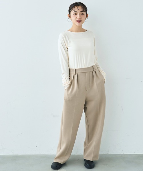 mil(ミル)の「袖口シャーリング デザイントップス【586103】(Tシャツ/カットソー・レディース・ライトグレー/ピンク/オフホワイト/ブラック・XS/S)」の6枚目の写真