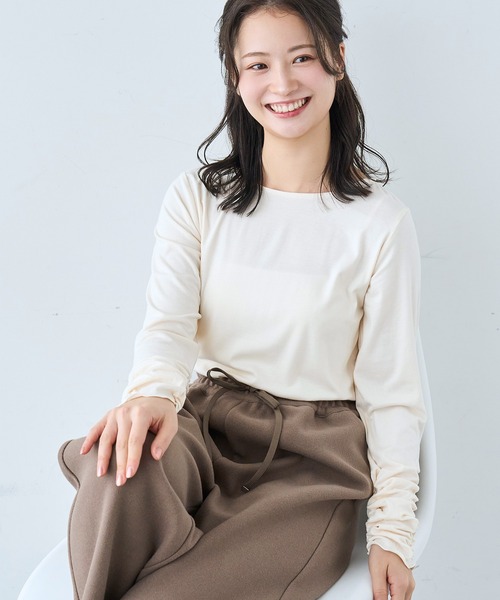 mil(ミル)の「袖口シャーリング デザイントップス【586103】(Tシャツ/カットソー・レディース・ライトグレー/ピンク/オフホワイト/ブラック・XS/S)」の16枚目の写真