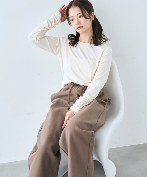 mil(ミル)の「袖口シャーリング デザイントップス【586103】(Tシャツ/カットソー・レディース・ライトグレー/ピンク/オフホワイト/ブラック・XS/S)」の17枚目の写真