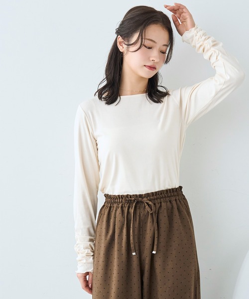mil(ミル)の「袖口シャーリング デザイントップス【586103】(Tシャツ/カットソー・レディース・ライトグレー/ピンク/オフホワイト/ブラック・XS/S)」の19枚目の写真