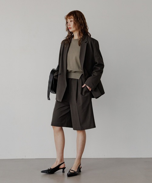 BAYFLOW（ベイフロー）の「[セットアップ着用可能]ダブルテーラードジャケット（テーラードジャケット・レディース・ベージュ/チャコールグレー・SMALL/MEDIUM）」の7枚目の写真