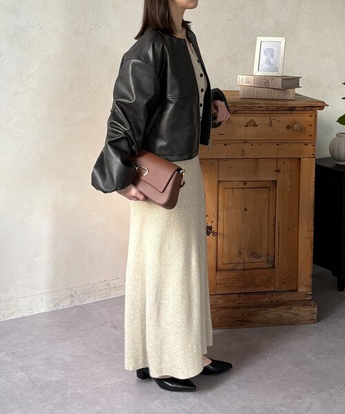 Thevon（ゼボン）の「バックフリルWジップ合皮ジャケット（ブルゾン・レディース・ブラウン/ブラック・FREE）」の7枚目の写真