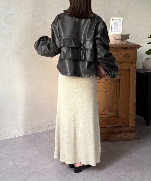 Thevon（ゼボン）の「バックフリルWジップ合皮ジャケット（ブルゾン・レディース・ブラウン/ブラック・FREE）」の8枚目の写真