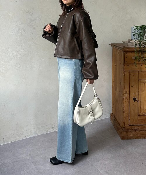 Thevon（ゼボン）の「バックフリルWジップ合皮ジャケット（ブルゾン・レディース・ブラウン/ブラック・FREE）」の15枚目の写真