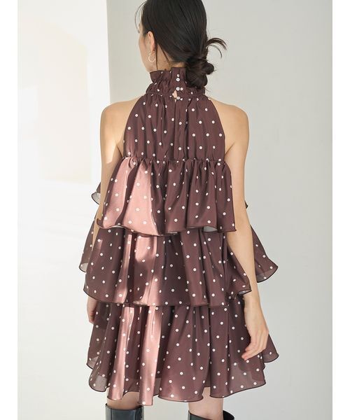 SNIDEL（スナイデル）の「ボリュームエアリーミニワンピース（ワンピース・レディース・ブラウン/ホワイト/ドット・1/0）」の14枚目の写真