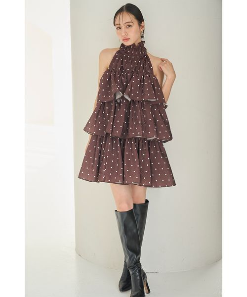 SNIDEL（スナイデル）の「ボリュームエアリーミニワンピース（ワンピース・レディース・ブラウン/ホワイト/ドット・1/0）」の20枚目の写真