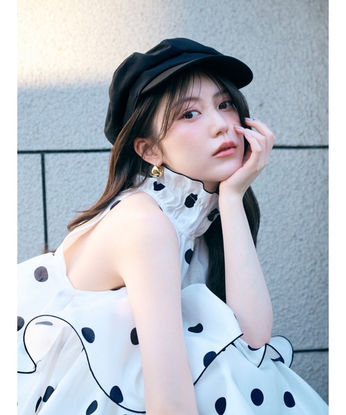 SNIDEL（スナイデル）の「ボリュームエアリーミニワンピース（ワンピース・レディース・ブラウン/ホワイト/ドット・1/0）」の5枚目の写真