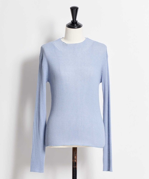 NOELA(ノエラ)の「シアーハイネックニット(ニット/セーター・レディース・ブラック/オフホワイト/ブルー・フリー)」の1枚目の写真